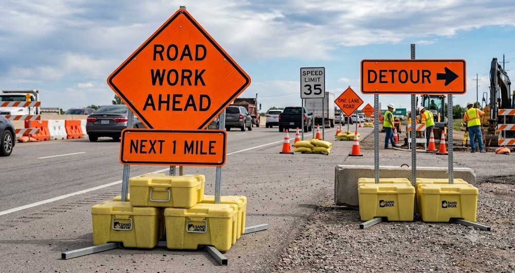 How to keep temporary traffic signs from blowing over